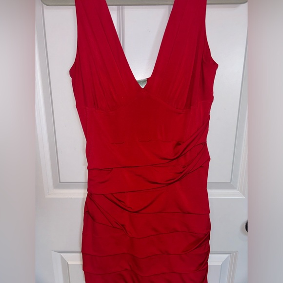 Red Ruched Bodycon Mini Dress - Picture 2 of 3